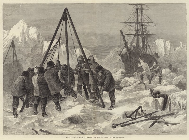 Arctic Life, leikkaamassa tien ulos jäästä Winter Quartersista tekijältä William Heysham Overend