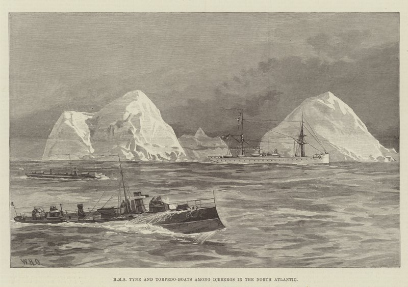 HMS Tyne ja Torpedo-veneet jäävuorten joukossa Pohjois-Atlantilla tekijältä William Heysham Overend