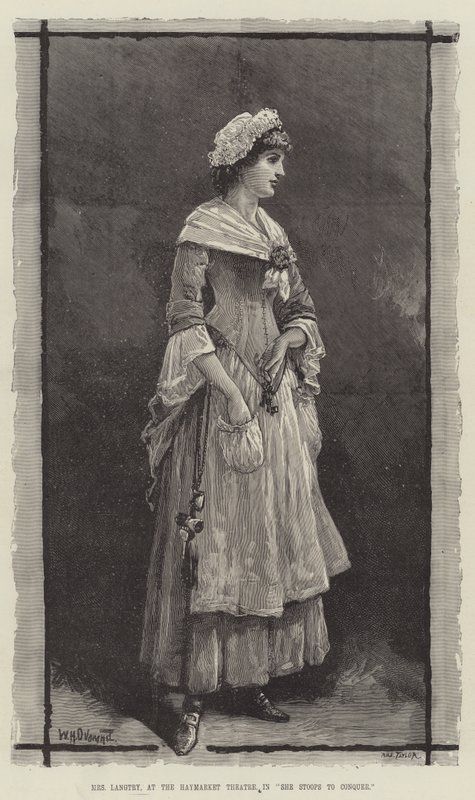 Rouva Langtry, Haymarket Theatre, elokuvassa She Stoops to Conquer tekijältä William Heysham Overend