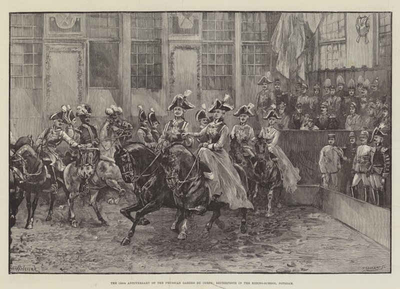 Preussian Gardes du Corpsin 150-vuotisjuhla, Reiterfeste in the Riding-school, Potsdam tekijältä William Heysham Overend