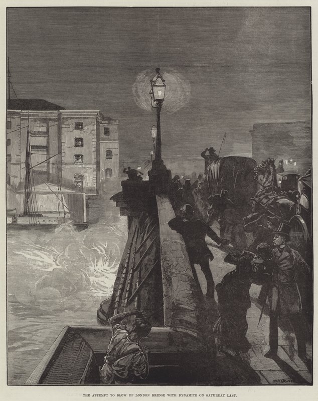 Yritys räjäyttää London Bridge dynamiitilla lauantaina tekijältä William Heysham Overend