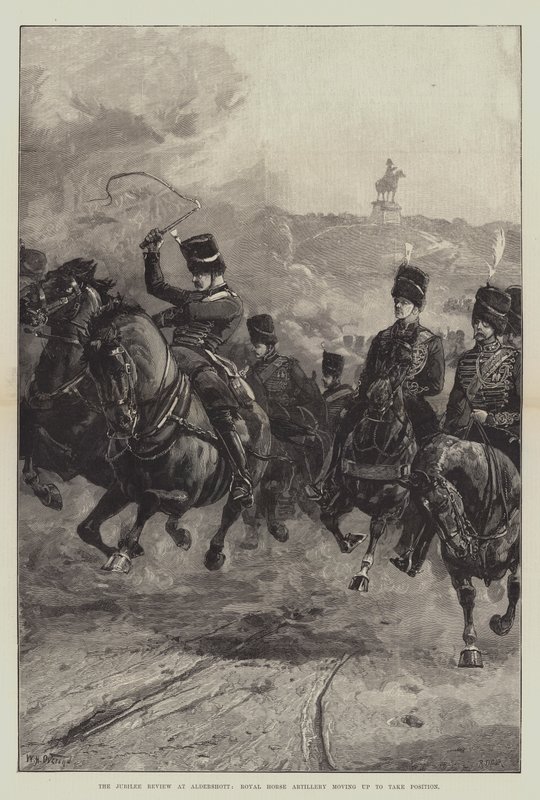 Jubilee Review Aldershottissa, Royal Horse Artillery siirtyy ottamaan kantaa tekijältä William Heysham Overend