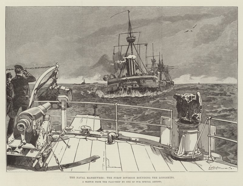 Naval Maneuvres, ensimmäinen divisioona kiertää Longships tekijältä William Heysham Overend