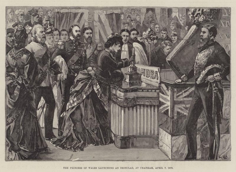 Walesin prinsessa lanseeraa rautaverisen Chathamissa 7. huhtikuuta 1875 tekijältä William Heysham Overend