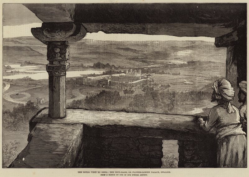 Kuninkaallinen vierailu Intiaan, Phul-Bagh eli Kukkapuutarha-palatsi, Gwaliorissa tekijältä William Heysham Overend