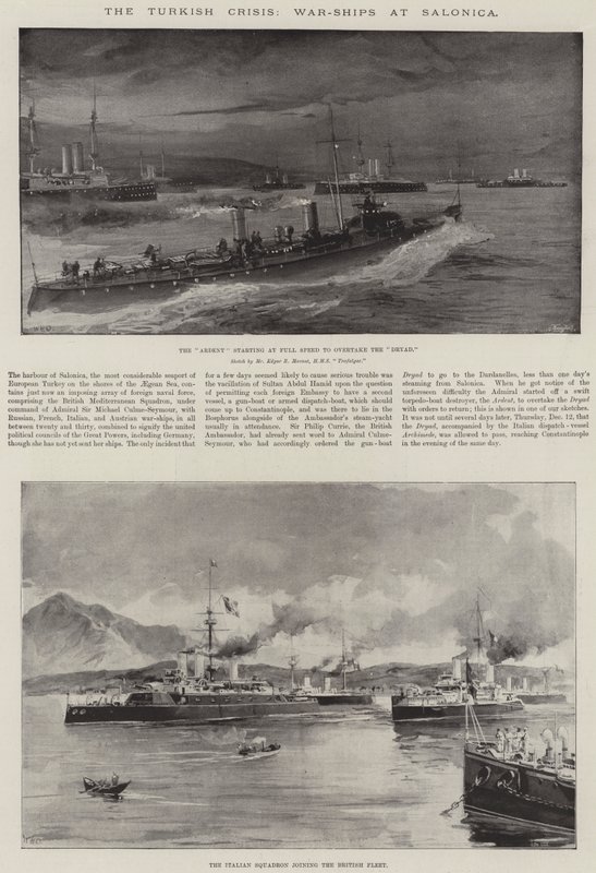 Turkin kriisi, sota-alukset Salonicassa tekijältä William Heysham Overend