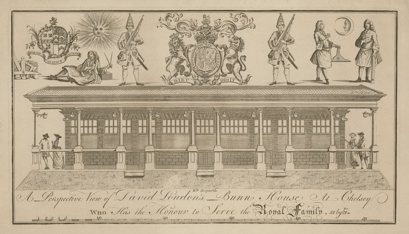 Perspektiivikuva David Loudonin Bunn Housesta tekijältä William Hogarth