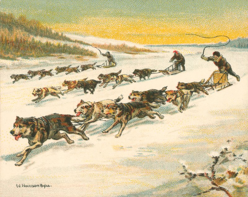 Historialliset ja modernit kilpailut, Kanadan koiravaljakkokilpailut (chromolitho) tekijältä William Hounsom Byles