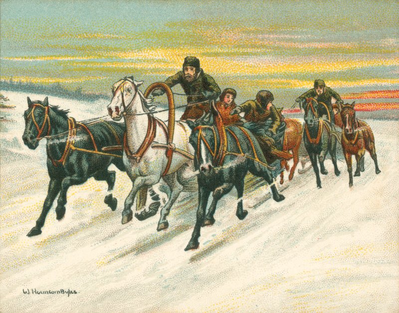 Historialliset ja modernit kilpailut, Venäjän rekikilpailut (chromolitho) tekijältä William Hounsom Byles