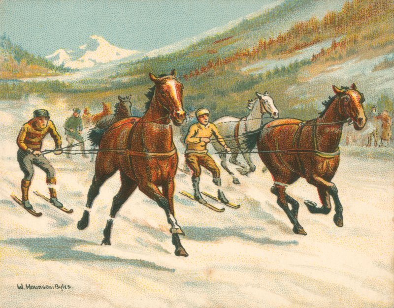 Historialliset ja modernit kilpailut, Ski-Joring (chromolitho) tekijältä William Hounsom Byles