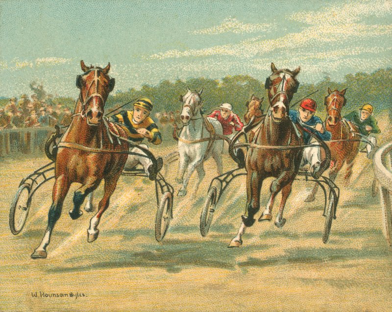 Historialliset ja nykyaikaiset kilpailut, ravi- ja tahdistuskisat (chromolitho) tekijältä William Hounsom Byles
