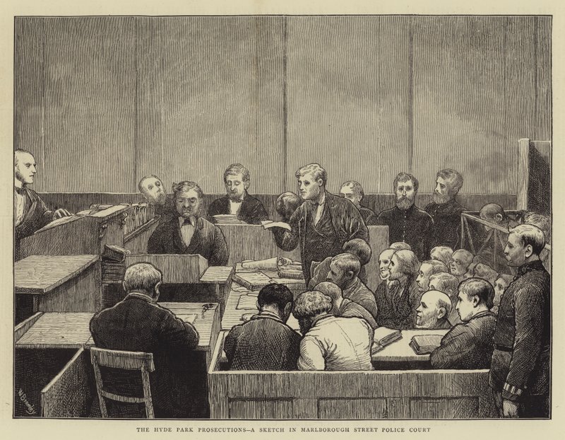 Hyde Park Prosecutions, luonnos Marlborough Streetin poliisioikeudessa tekijältä William III Bromley