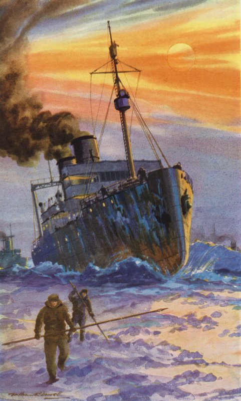 Venäläinen jäänmurtaja työssä (väri litho) tekijältä William John Patton McDowell