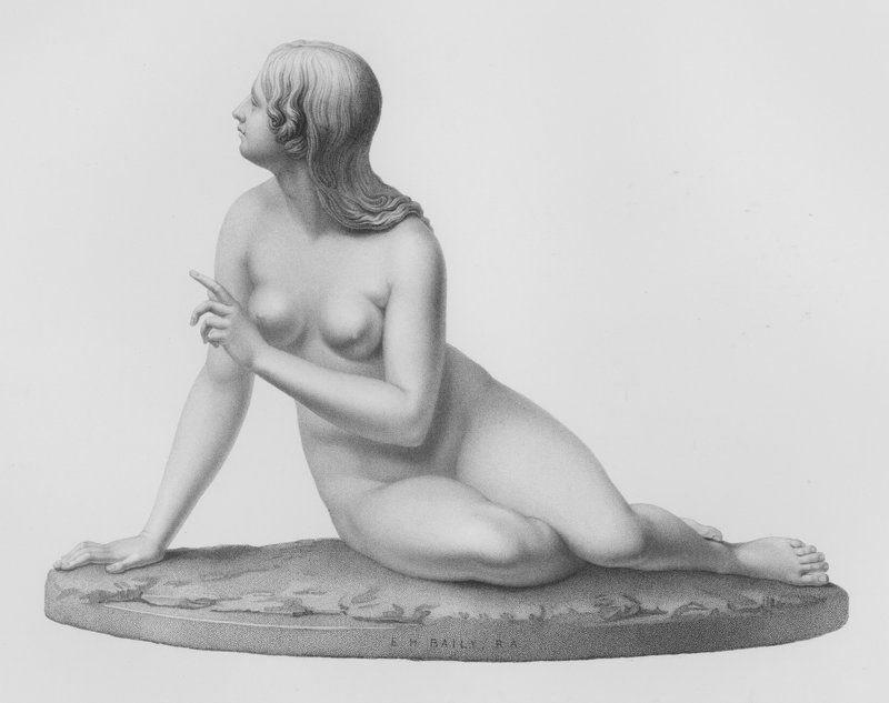 Eve Listening to the Voice, kaiverrus W Roffe F R Roffen piirroksesta (kaiverrus) tekijältä William John Roffe