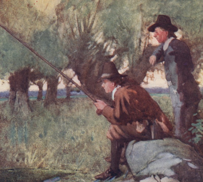 Kuvitus Izaak Waltonin teokseen The Compleat Angler (värilitho) tekijältä William Lee Hankey