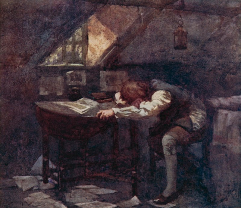 Kuvitus Oliver Goldsmithin teoksesta The Deserted Village (värilitho) tekijältä William Lee Hankey