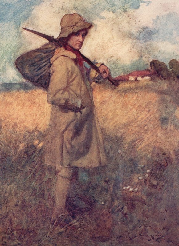 Kuvitus Oliver Goldsmithin teoksesta The Deserted Village (värilitho) tekijältä William Lee Hankey