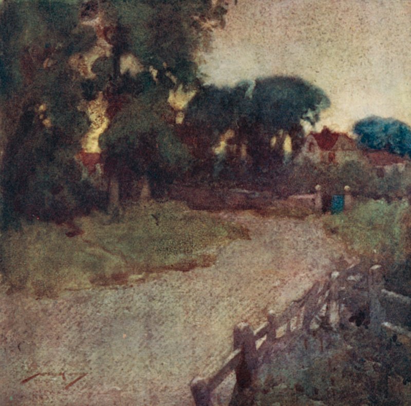 Kuvitus Oliver Goldsmithin teoksesta The Deserted Village (värilitho) tekijältä William Lee Hankey