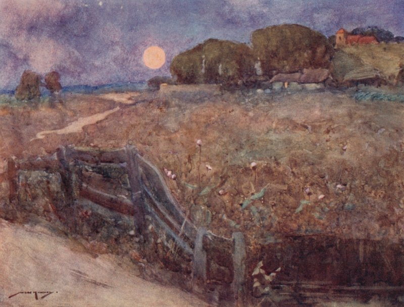 Kuvitus Oliver Goldsmithin teoksesta The Deserted Village (värilitho) tekijältä William Lee Hankey