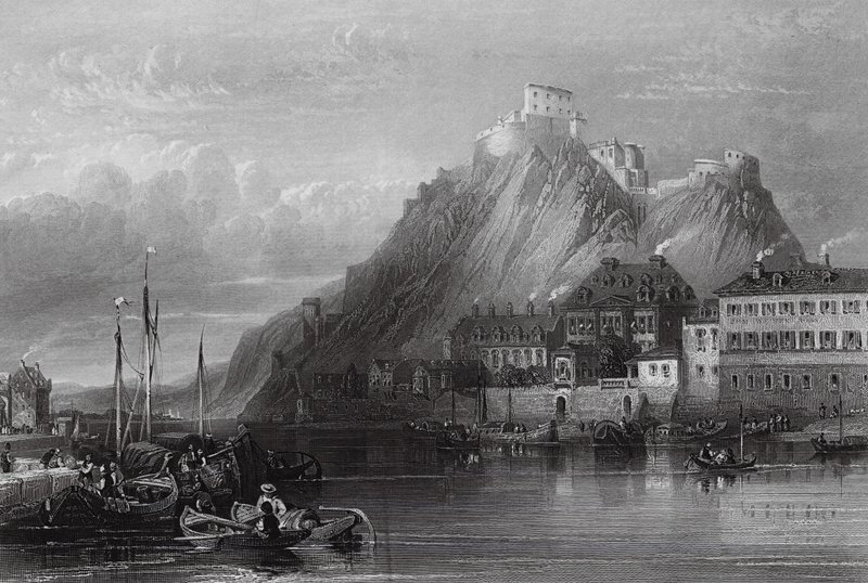 Ehrenbreitsteinin linnoitus, Rein (kaiverrus) tekijältä William Leighton (after) Leitch
