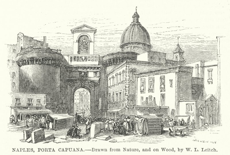 Napoli, Porta Capuana (kaiverrus) tekijältä William Leighton (after) Leitch