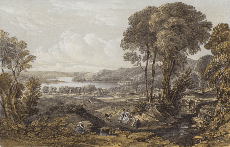 Näkymä Clydelle Erskine Ferryn yläpuolella (chromolitho) tekijältä William Leighton Leitch