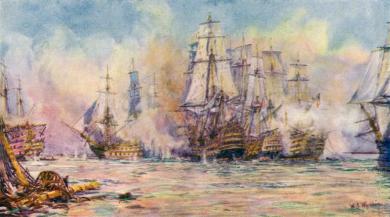 Trafalgarin taistelu tekijältä William Lionel (after) Wyllie