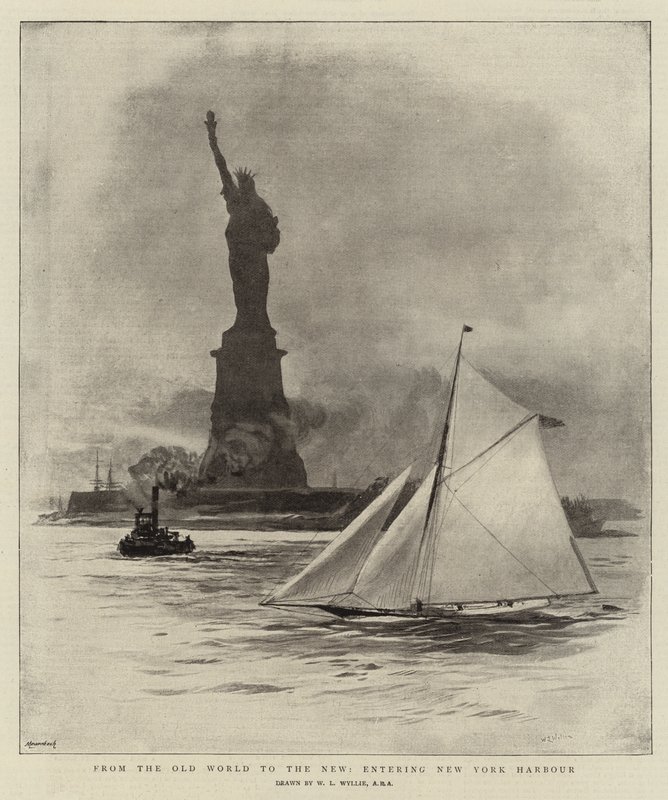 Vanhasta maailmasta uuteen, sisään New Yorkin satamaan tekijältä William Lionel Wyllie