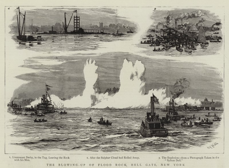 The Blowing-up of Flood Rock, Hell Gate, New York tekijältä William Lionel Wyllie