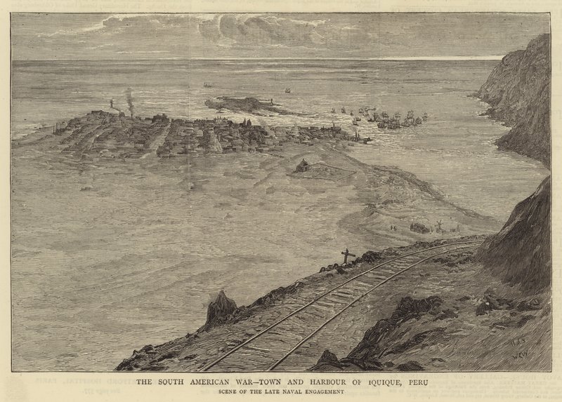 Etelä-Amerikan sota, Iquiquen kaupunki ja satama, Peru tekijältä William Lionel Wyllie