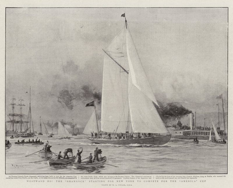 Westward Ho, Shamrock alkaa New Yorkista kilpailemaan America Cupista tekijältä William Lionel Wyllie