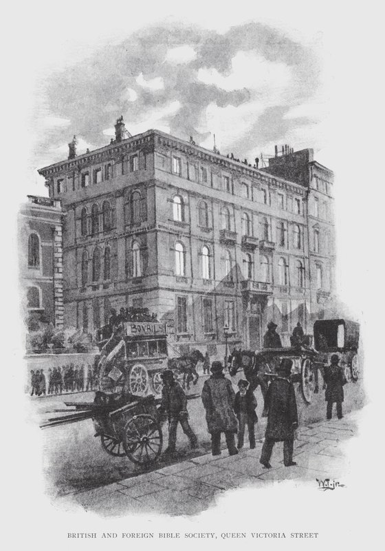 British and Foreign Bible Society, Queen Victoria Street (litho) tekijältä William Luker