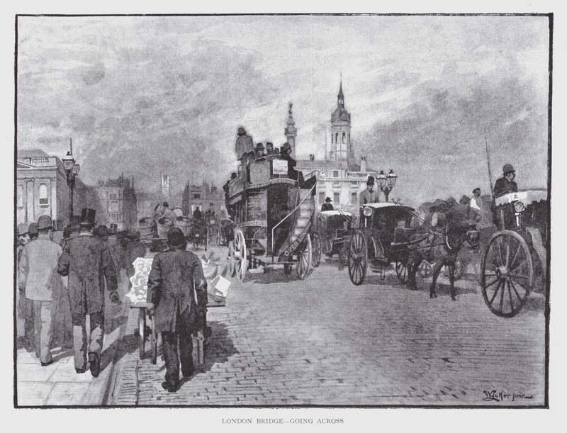 London Bridge, menee poikki (litho) tekijältä William Luker