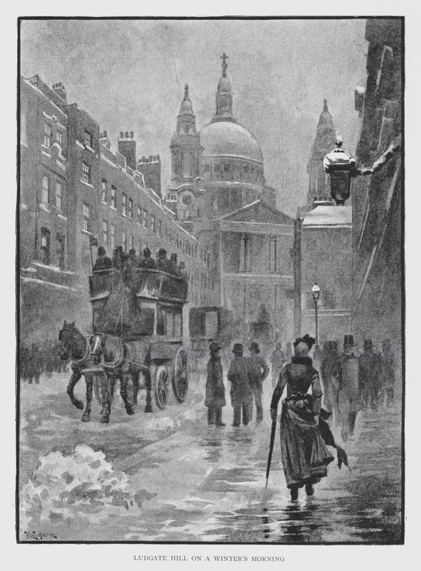 Ludgate Hill talviaamuna (litho) tekijältä William Luker