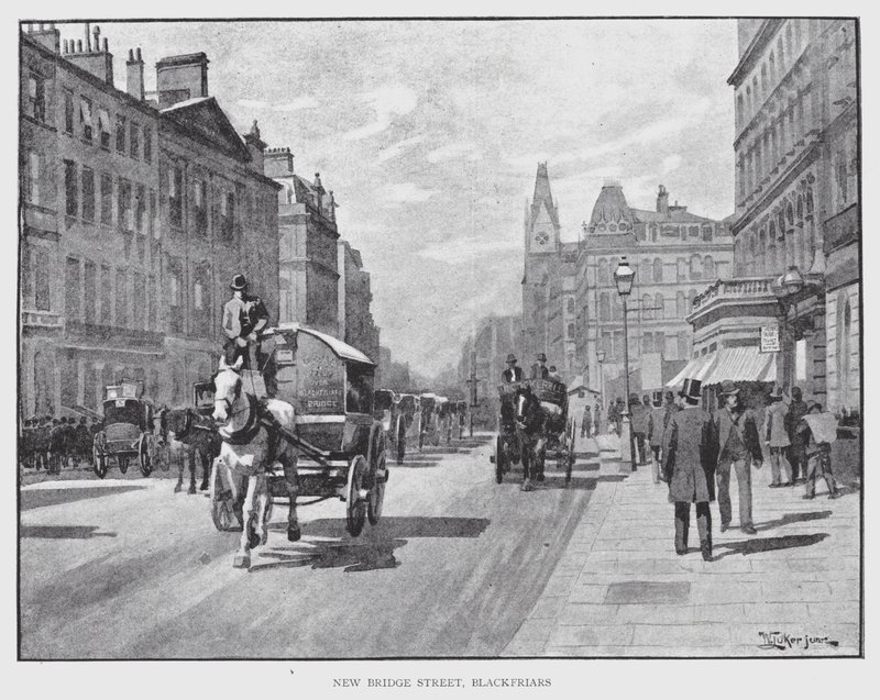 New Bridge Street, Blackfriars (litho) tekijältä William Luker