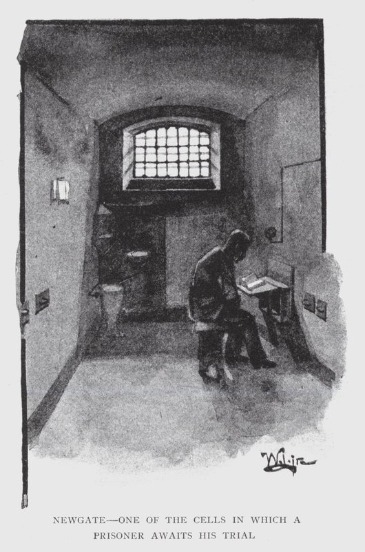 Newgate, yksi soluista, joissa vanki odottaa oikeudenkäyntiään (litho) tekijältä William Luker