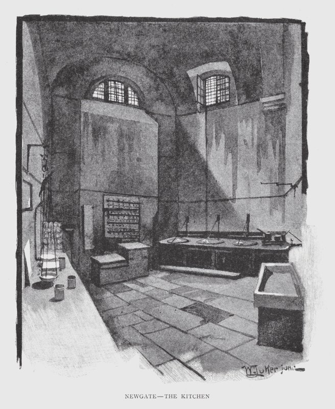 Newgate, keittiö (litho) tekijältä William Luker