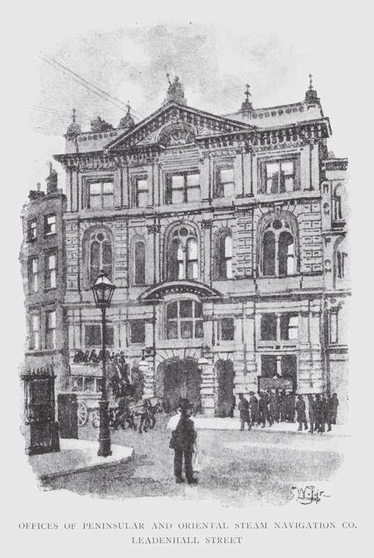 Peninsularin ja Oriental Steam Navigation Co:n toimistot, Leadenhall Street (litho) tekijältä William Luker