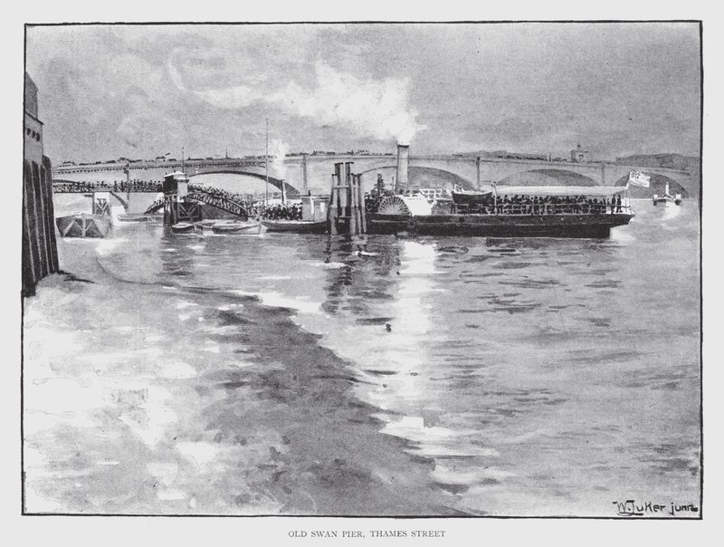 Old Swan Pier, Thames Street (litho) tekijältä William Luker