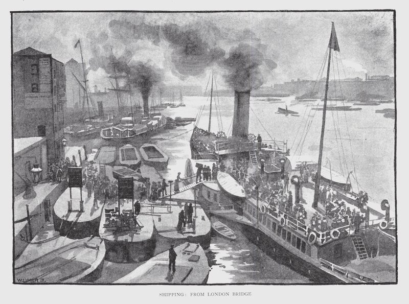 Toimitus, London Bridgeltä (litho) tekijältä William Luker