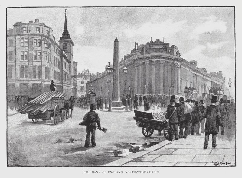 The Bank of England, North-West Corner (litho) tekijältä William Luker