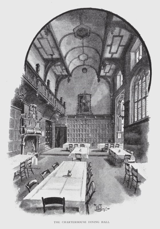 Charterhousen ruokasali (litho) tekijältä William Luker