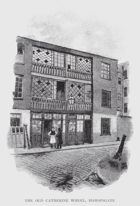 Vanha Catherine Wheel, Bishopsgate (litho) tekijältä William Luker