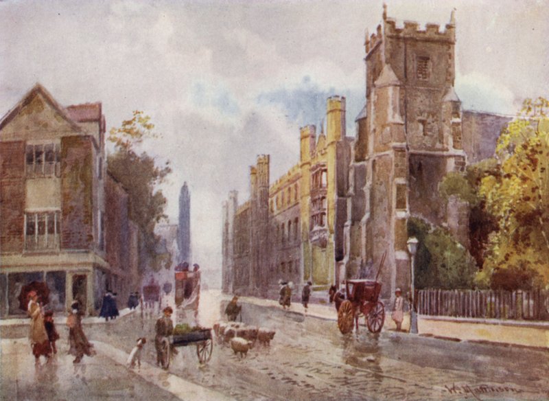 St Botolphs Church ja Corpus College Pitt Pressin portaista, Trumpington Street tekijältä William Matthison