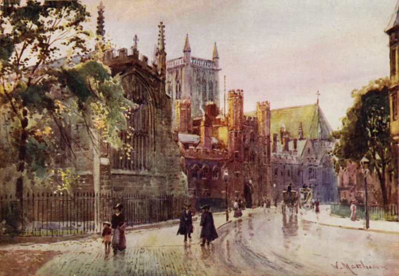 St Johns Collegen portti ja torni Trinity Streetiltä tekijältä William Matthison
