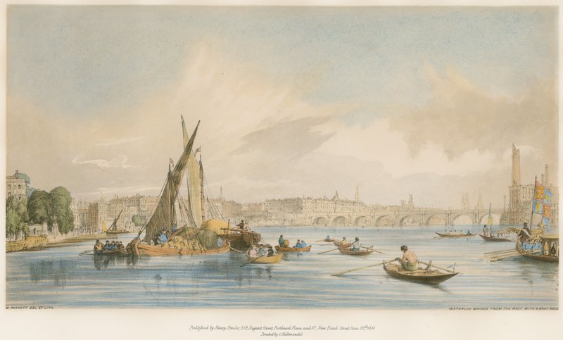Waterloo Bridge, lännestä, jossa venekilpailu tekijältä William Parrott