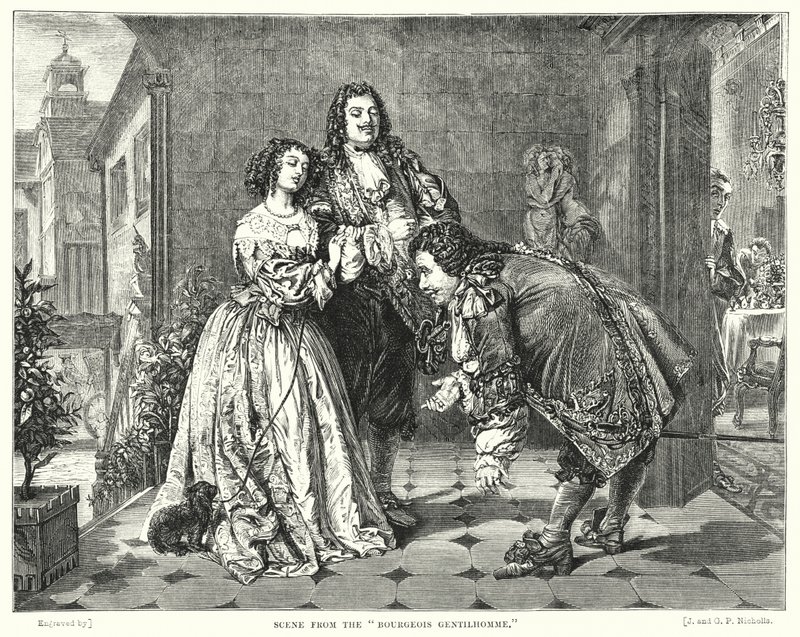 Kohtaus Bourgeois Gentilhommesta (kaiverrus) tekijältä William Powell (after) Frith