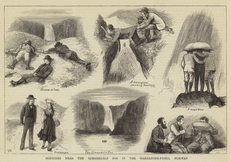 Luonnoksia lähellä Sjoegerdals Fosia Hardanger-Fjordissa, Norjassa tekijältä William Ralston