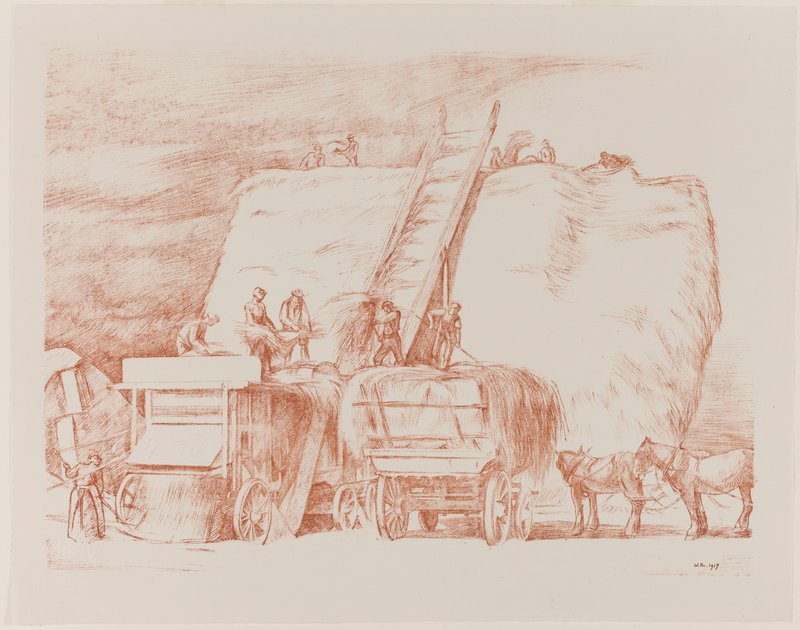 Vehnän puinti tekijältä William Rothenstein