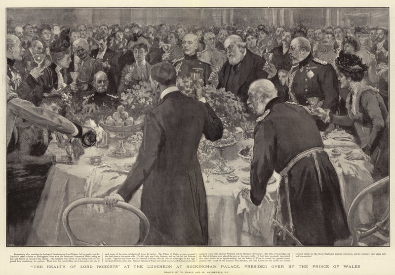Lord Robertsin terveys Buckinghamin palatsin lounaalla, jota johtaa Walesin prinssi tekijältä William Small